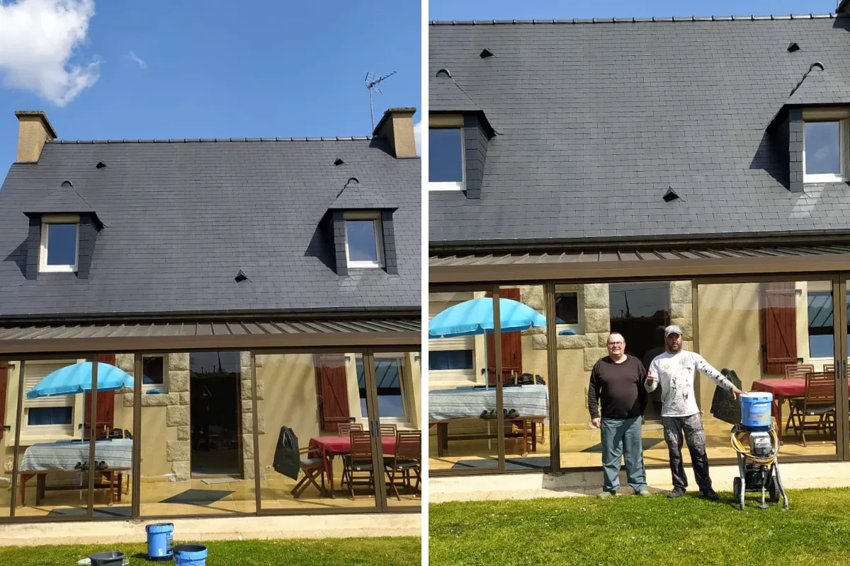 Peinture de toiture terminée, avec les artisans RENOV TOITURE 22 : avant / après à Saint-Brieuc
